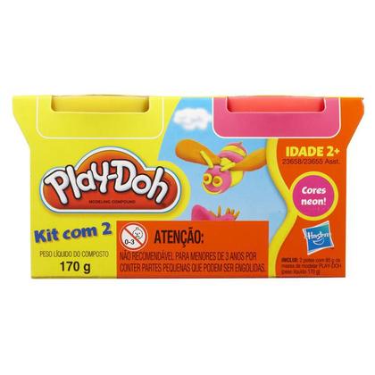 Imagem de Kit 2 Potes Amarelo e Rosa Play Doh Hasbro