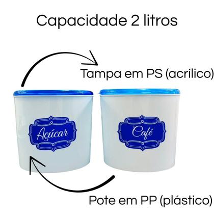 Imagem de Kit 2 Potes Café e Açúcar com tampa