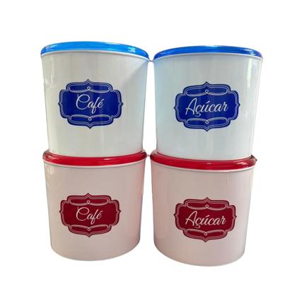 Imagem de Kit 2 Potes Café e Açúcar com tampa