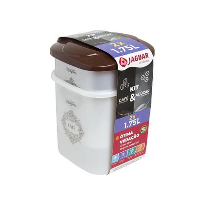 Imagem de Kit 2 Potes Café E Açúcar Plástico Tampa Médio 1,75 Litros