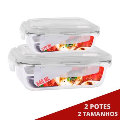Imagem de Kit 2 Potes de Vidro Hermetico 2 Tamanhos Retangular Marmita