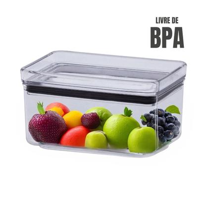 Imagem de Kit 2 Potes Hermético Com Tampa de Acrílico Lumini Retangular 580Ml Porta Alimentos Frutas Empilhável Não Deixa Cheiro