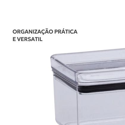 Imagem de Kit 2 Potes Hermético Com Tampa de Acrílico Lumini Retangular 580Ml Porta Alimentos Frutas Empilhável Não Deixa Cheiro
