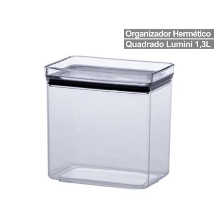 Imagem de Kit 2 Potes Hermético Recipientes Para Mantimentos Acrílico 1.300 ML Arroz Feijão Transparente Alimentos Empilhável Dispensa