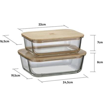 Imagem de Kit 2 Potes Herméticos Electrolux Refratários Com Tampa de Bambu