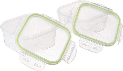 Imagem de Kit 2 Potes Herméticos Mantimento com Trava Quadrado Alimentos 660 Ml