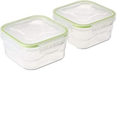 Imagem de Kit 2 Potes Herméticos Mantimento com Trava Quadrado Alimentos 660 Ml
