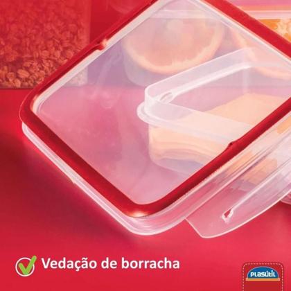 Imagem de Kit 2 Potes Herméticos Porta Frios Retangulares 550ml com Travas Laterais  Marmitas e Armazenamento de Alimentos na Geladeira