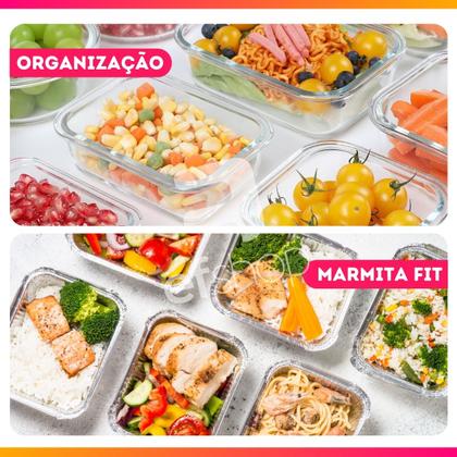 Imagem de Kit 2 Potes Herméticos Retangular Vidro Freezer Microondas Com Tampa Transparente 1500ML