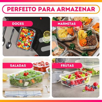 Imagem de Kit 2 Potes Herméticos Retangular Vidro Freezer Microondas Com Tampa Transparente 1500ML