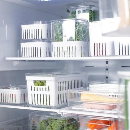 Imagem de Kit 2 Potes Organizadores Para Geladeira Com Tampa Acrílico