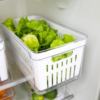 Imagem de Kit 2 Potes Organizadores Para Geladeira Com Tampa Acrílico