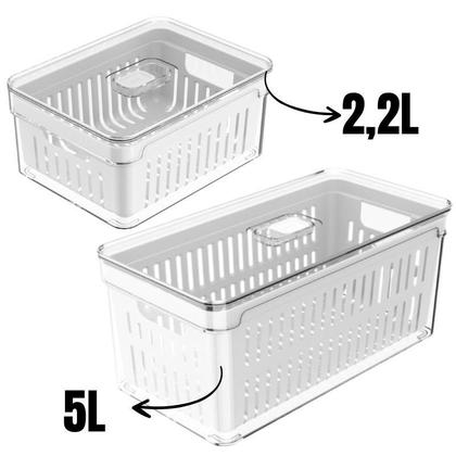 Imagem de Kit 2 Potes Organizadores Para Geladeira Com Tampa Acrílico