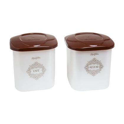 Imagem de Kit 2 Potes Plásticos Cozinha Bpa Free Para Café E Açúcar - Jaguar Plasticos
