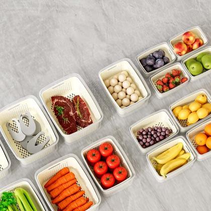 Imagem de Kit 2 Potes Porta Alimentos com Escorredor 1,5L e 3 Litros Frutas