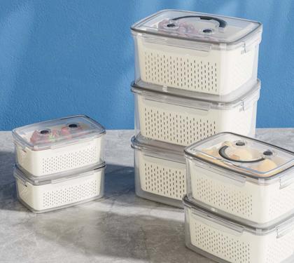 Imagem de Kit 2 Potes Porta Alimentos com Escorredor 1,5L e 3 Litros Frutas