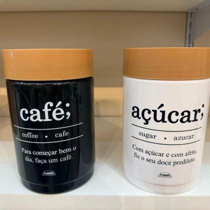 Imagem de Kit 2 Potes Porta Café e Porta Açúcar Empilháveis