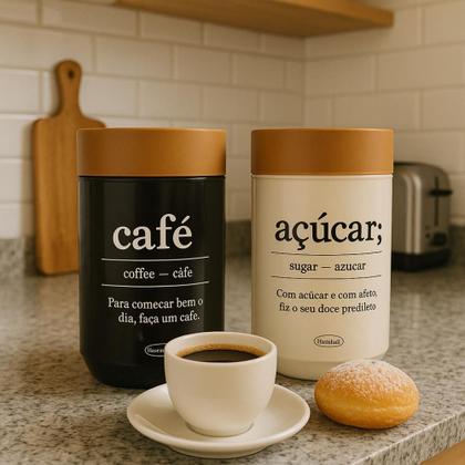 Imagem de Kit 2 Potes Porta Café e Porta Açúcar Empilháveis