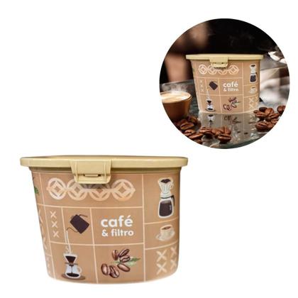 Imagem de Kit 2 Potes Porta Café Filtro Açúcar com Colher Plastico Retro Decorado Açúcar