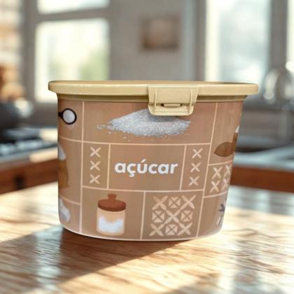 Imagem de Kit 2 Potes Porta Café Filtro Açúcar com Colher Plastico Retro Decorado Açúcar