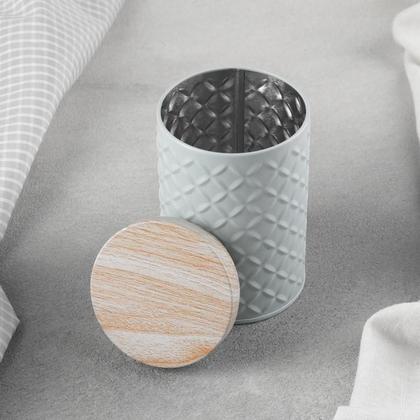 Imagem de Kit 2 Potes Porta Mantimento Café Açúcar Lata De Metal Bambu