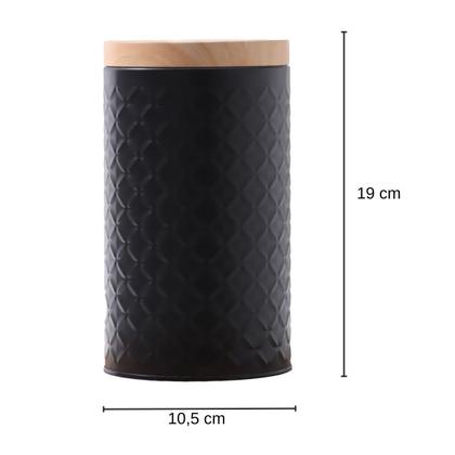 Imagem de Kit 2 Potes Porta Mantimento Café Açúcar Lata De Metal Bambu