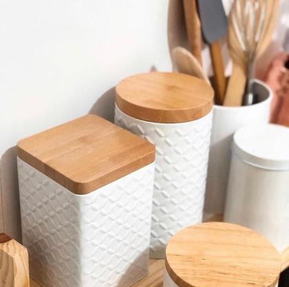 Imagem de Kit 2 Potes Porta Mantimentos Café Açúcar Chá Lata Redondas