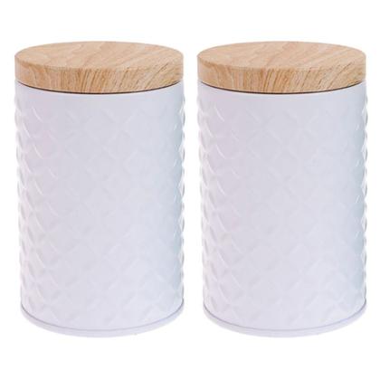 Imagem de Kit 2 Potes Porta Mantimentos Café Açúcar Chá Lata Redondas