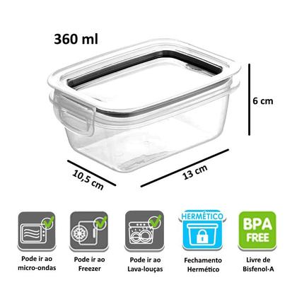Imagem de Kit 2 Potes Ware 360ml p/ Alimentos Frios p/ Micro-ondas e Congelador Hermético