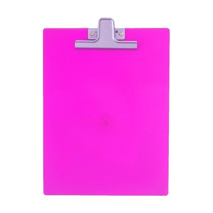 Imagem de Kit 2 prancheta a4 transparente colorida pegador metal
