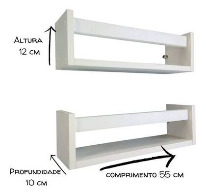 Imagem de Kit 2 Prateleiras de Livros Criança Nicho de Parede Livreiro Colorido 55cm
