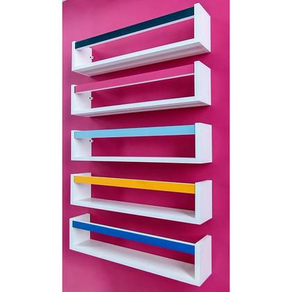 Imagem de Kit 2 Prateleiras de Livros Criança Nicho de Parede Livreiro Colorido 55cm