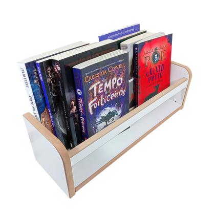 Imagem de Kit 2 Prateleiras Estante Suspensa Parede Porta Livros Revistas Madeira MDF Branca 45cm