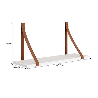 Imagem de Kit 2 Prateleiras Luna 66,6cm com Alças de Couro - Reller Móveis