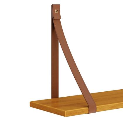 Imagem de Kit 2 Prateleiras Luna 66,6cm com Alças de Couro - Reller Móveis