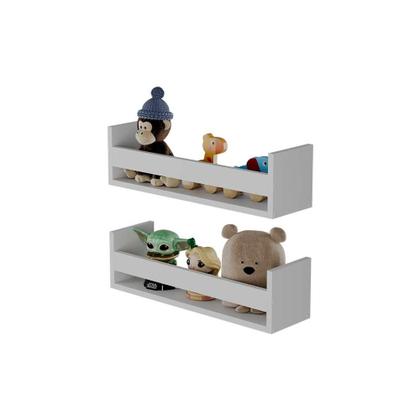 Imagem de Kit 2 Prateleiras Porta Brinquedos Branca 70 x 12cm Suporte Invisivel
