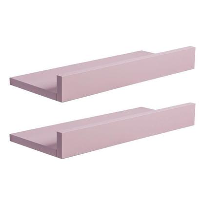 Imagem de Kit 2 Prateleiras Porta Quadros 50 x 15cm Rosa Claro Suporte Invisível