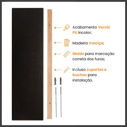 Imagem de Kit 2 Prateleiras suspensa 70cm em madeira maciça verniz preto banheiro sala cozinha quarto de parede jardim organizadora