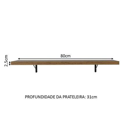 Imagem de Kit 2 Prateleiras Suspensas para Cozinha Madesa 80 cm com Mão Francesa - Rustic