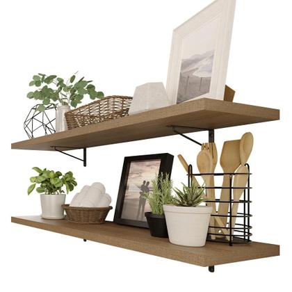 Imagem de Kit 2 Prateleiras Suspensas para Cozinha Madesa 80 cm com Mão Francesa - Rustic