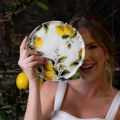 Imagem de Kit 2 Pratos Raso 27,5cm e Sobremesa 21,5cm Limonata Cerâmica Porto Brasil Cozinha Mesa Posta