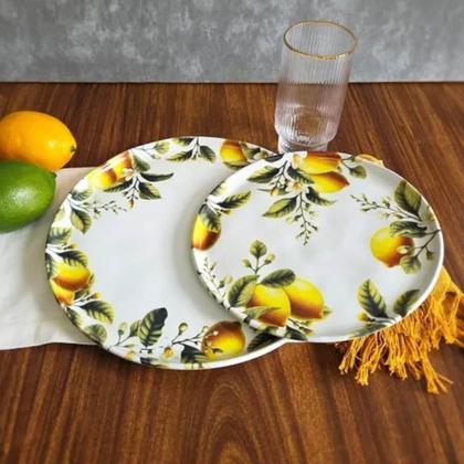 Imagem de Kit 2 Pratos Raso 27,5cm e Sobremesa 21,5cm Limonata Cerâmica Porto Brasil Cozinha Mesa Posta