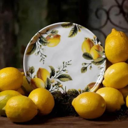Imagem de Kit 2 Pratos Raso 27,5cm e Sobremesa 21,5cm Limonata Cerâmica Porto Brasil Cozinha Mesa Posta
