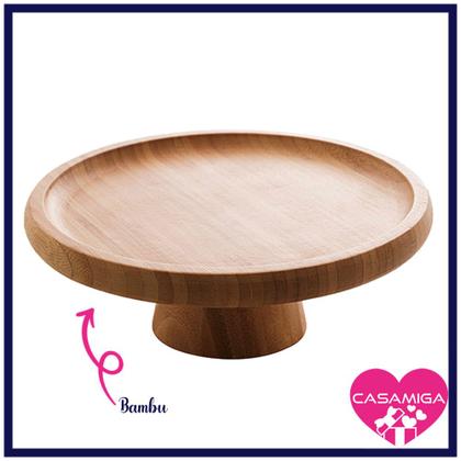 Imagem de Kit 2 Pratos Redondo Centro Mesa Boleira Bambu 20cm