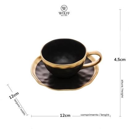 Imagem de Kit 2 Pratos Sobremesa 22cm Com 2 Xícaras Dubai Café 90ml