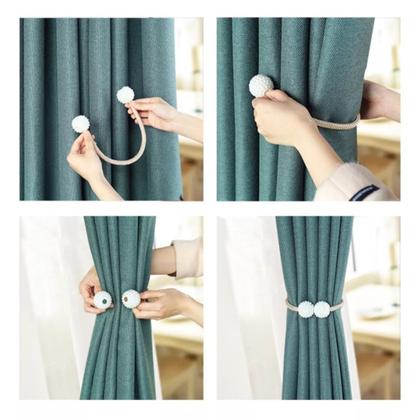 Imagem de Kit 2 Prendedores De Cortina Magnético Ímã Enfeite Pérola