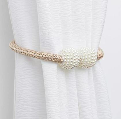 Imagem de Kit 2 Prendedores De Cortina Magnético Ímã Enfeite Pérola