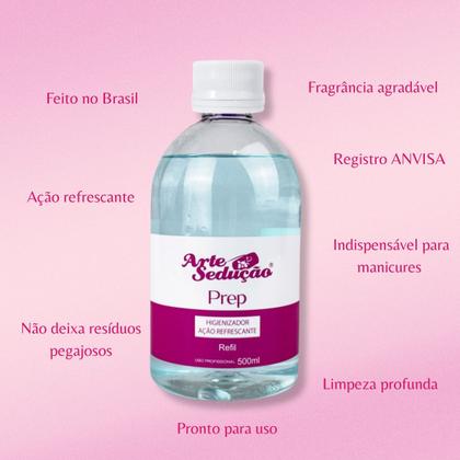 Imagem de Kit 2 Prep Refil 500ml Limpeza Instrumento Mãos Arte Sedução Manicure Nail Art Nail Designer Unha de Gel Higienização Higiene Utensílio Instrumento