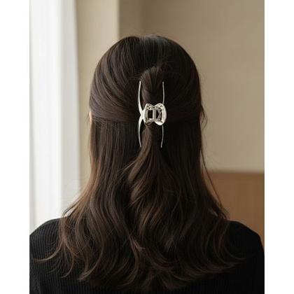Imagem de Kit 2 Presilhas Grande Prendedor de Cabelo Metalizado Tubarão C2602
