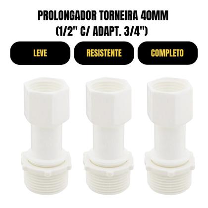 Imagem de Kit 2 Prolongador Torneira 40mm Resistente Cozinha Banheiro